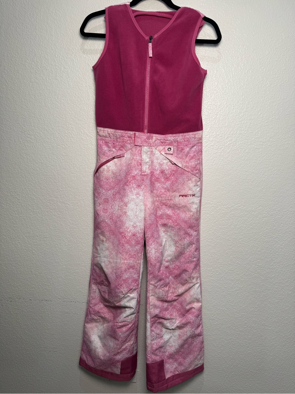Arctix Girls Medium 5K Pink Fleece Top Snow Bib Overalls Insulated Ski Pants